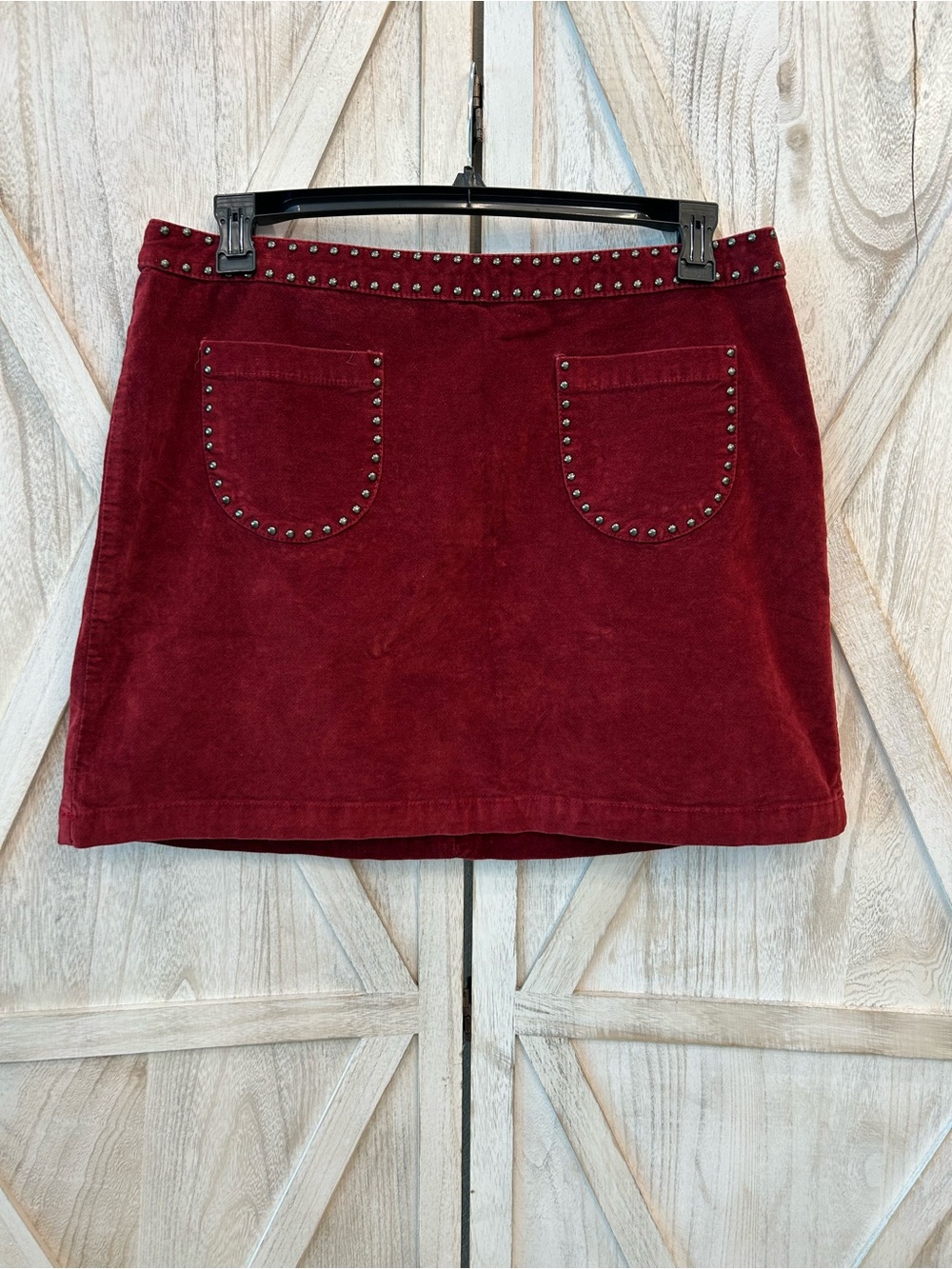 Mossimo Supply Co. Burgundy Corduroy Mini Skirt with Stud Trim